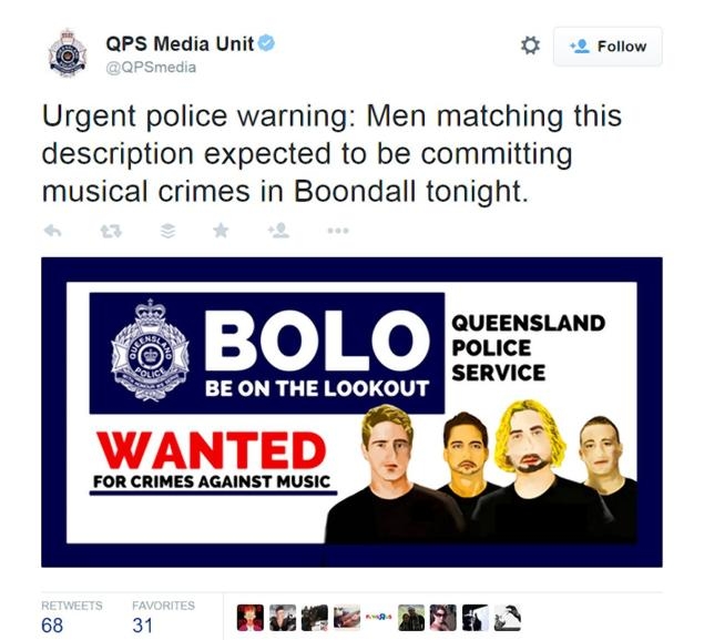 Aussie police having fun at Nickelback's expense!